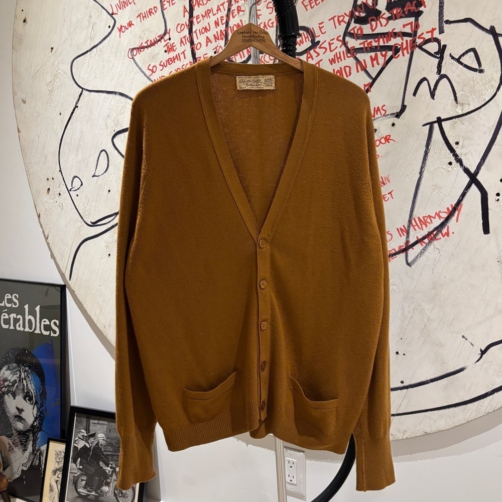 1960'S ROBERT W GATES BY BALLANTYNE 100% PURE CASHMERE CARDIGAN XL MADE SCOTLAND